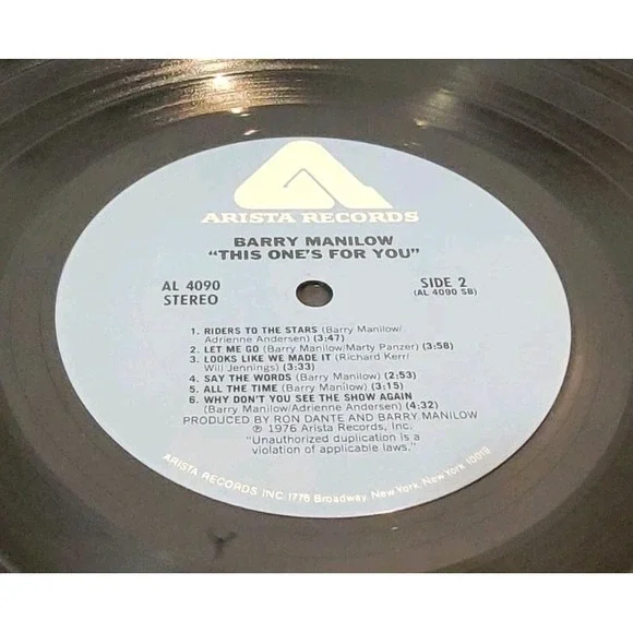 Barry Manilow - This One's For You Vinyl Record Album LP 1976 Arista Records - Picture 8 of 8